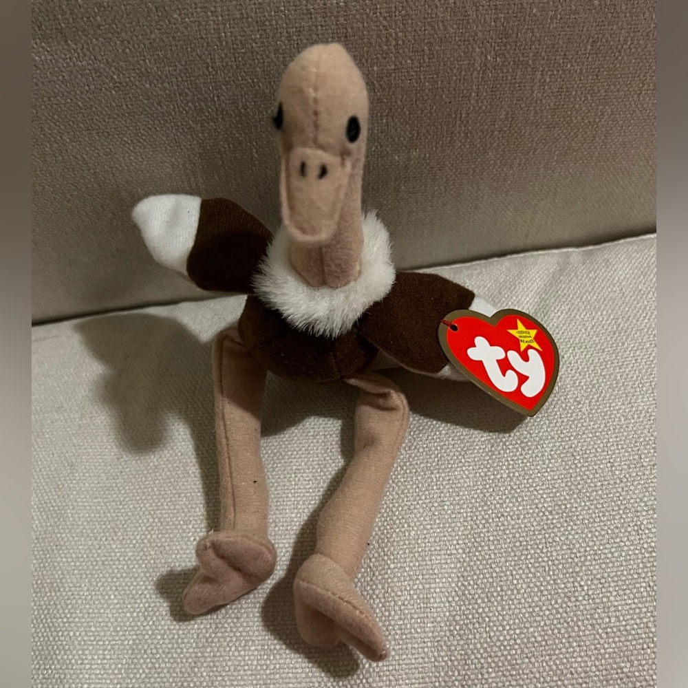 TY Beanie Baby Stretchy the Ostrich #10 (1999) - Retired, *Error* Rare w/ Tags